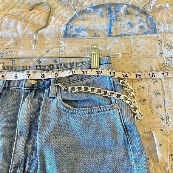 NWT WeWoreWhat slit hem jeans in real stiff denim retro vintage inspired chain - Picture 10 of 12
